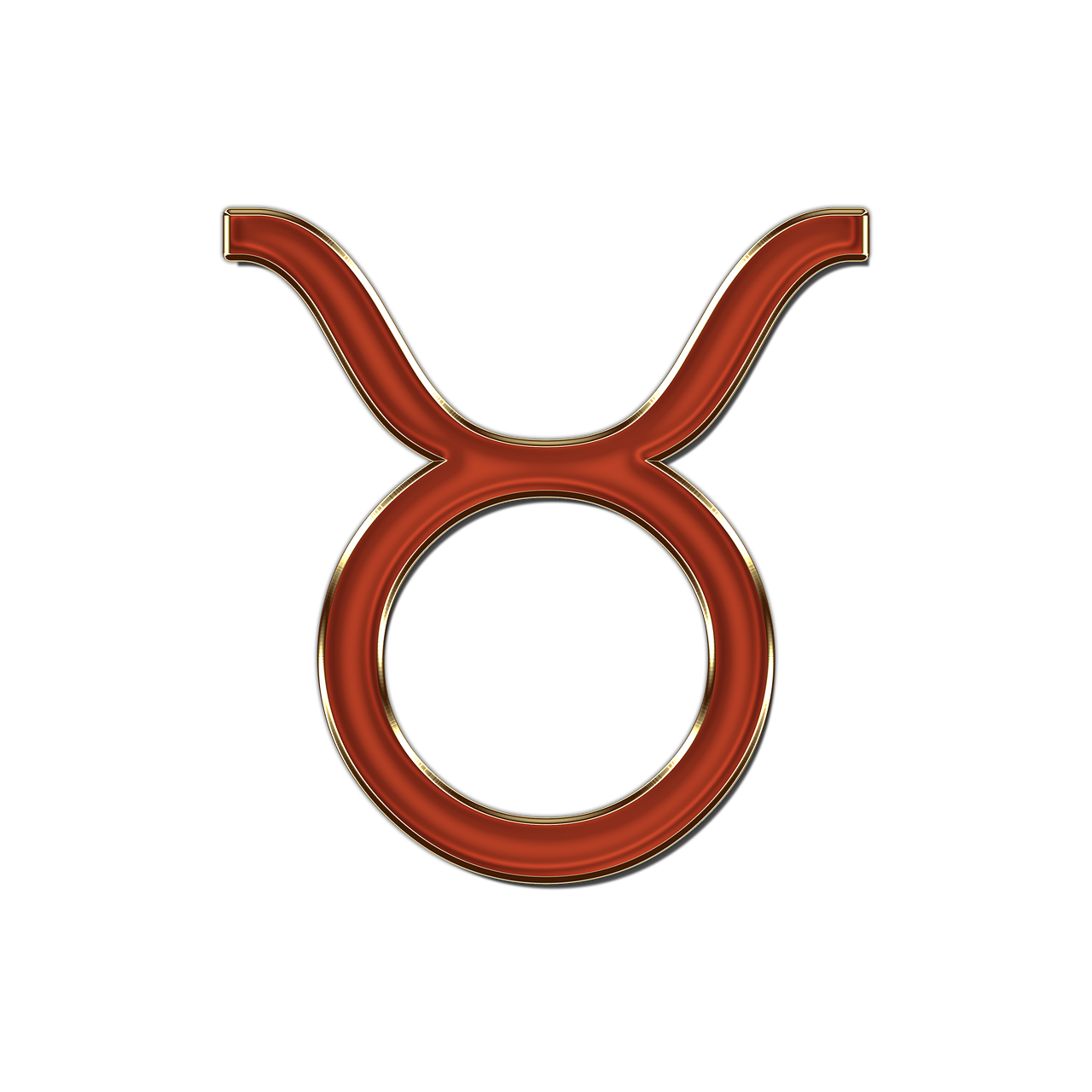 a red and gold zodiac sign on a black background, a digital rendering, symbolism, cute horns, taurus zodiac sign symbol, 3 d model, copper