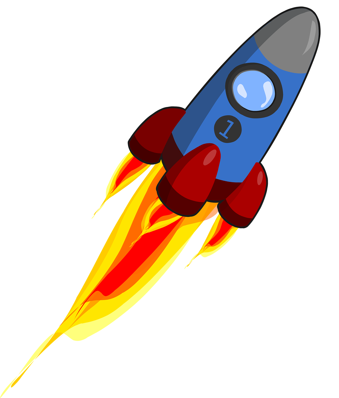 a blue and red rocket ship flying through the air, vector art, space art, acrace catoon, flash photo, 1 : 1 hyper illustration, flaming