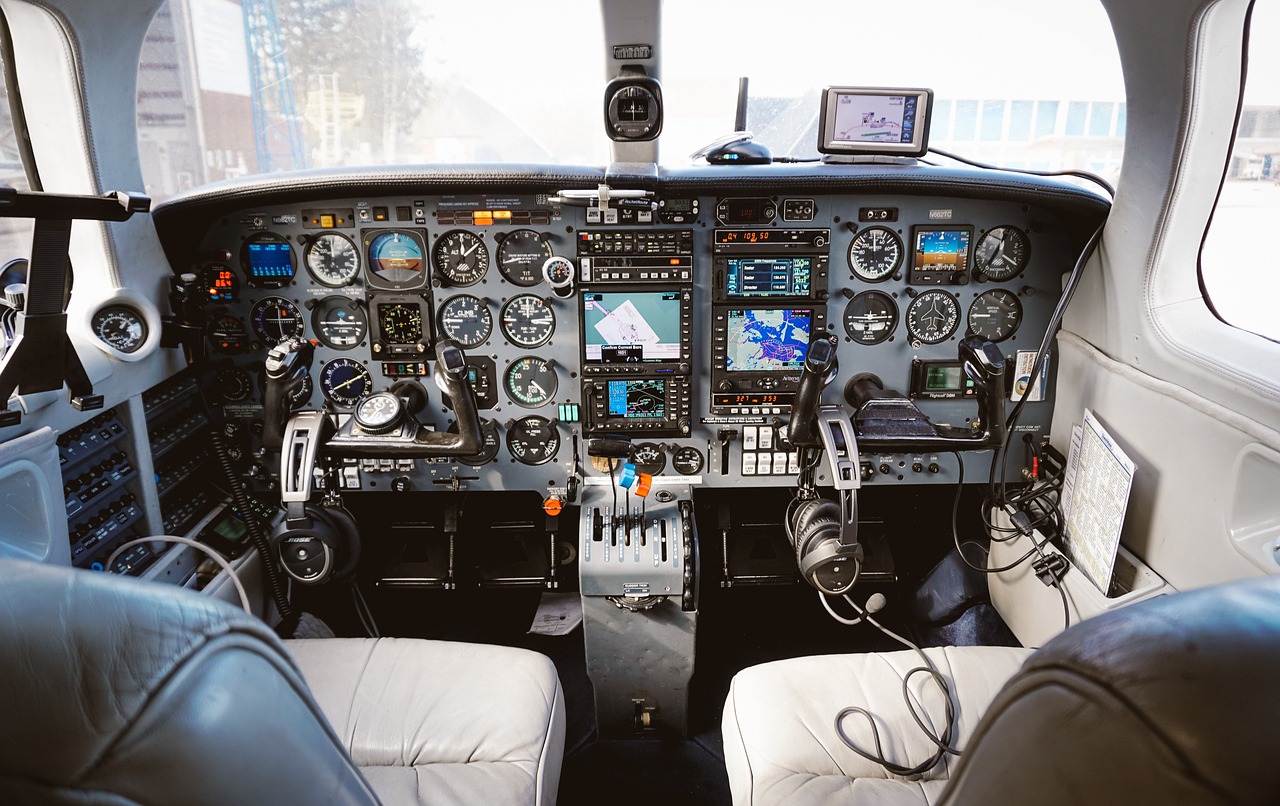 a close up of the cockpit of a plane, a portrait, shutterstock, professional detailed photo, elegant interior, cessna, modern high sharpness photo