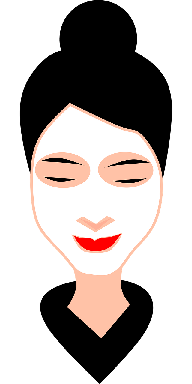 a woman with a white mask on her face, a digital rendering, inspired by Ayako Rokkaku, mingei, happy fashion model face, spa, ( shy smiling face )