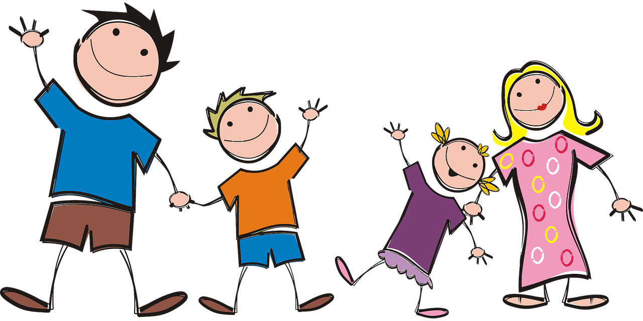 a group of children standing next to each other, a cartoon, by Harry Beckhoff, pixabay, in front of a black background, smiling and dancing, stick, unwind!
