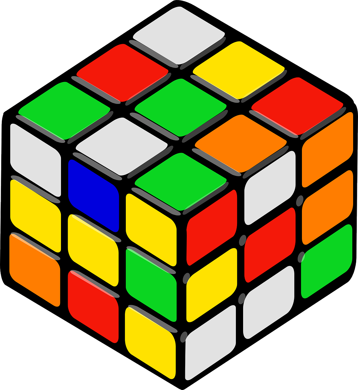 a colorful rubik cube on a white background, inspired by Ernő Rubik, svg vector art, amnesia, 3 2 years old, colored manga