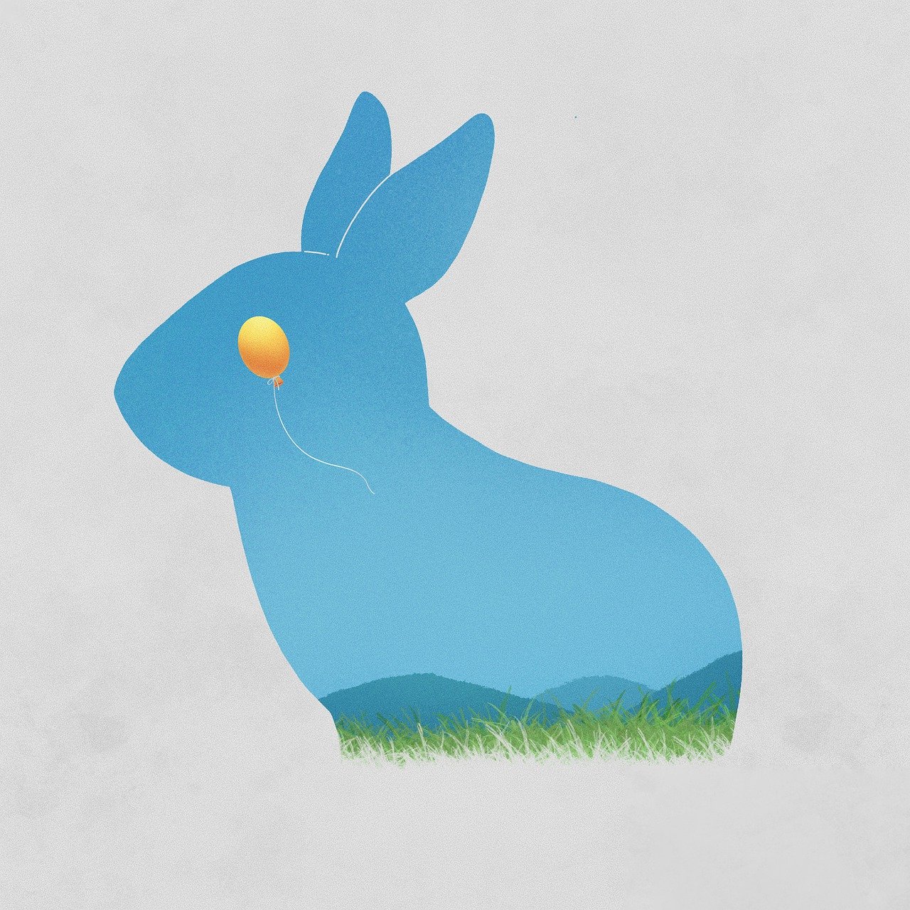 a rabbit that is sitting in the grass, an illustration of, inspired by Quint Buchholz, shutterstock contest winner, conceptual art, dribbble illustration, egg, mountainside, sapphire