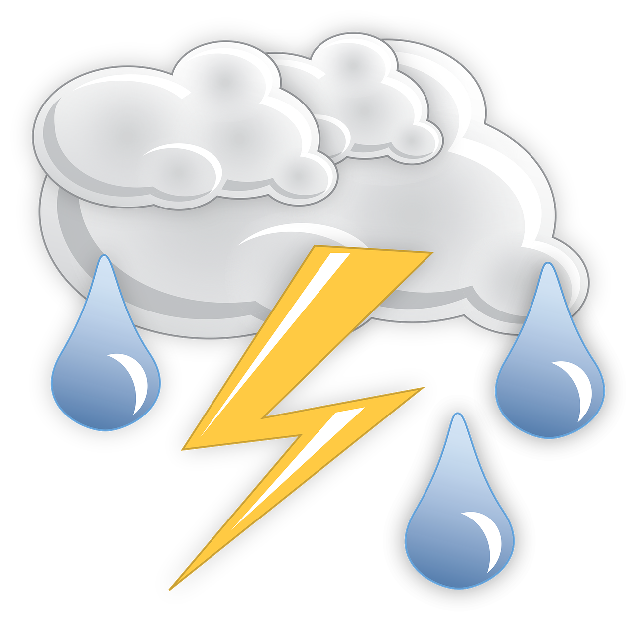 a cloud with a lightning and rain drops, a digital rendering, simple shading, on black background, from wheaton illinois, cartoon illustration