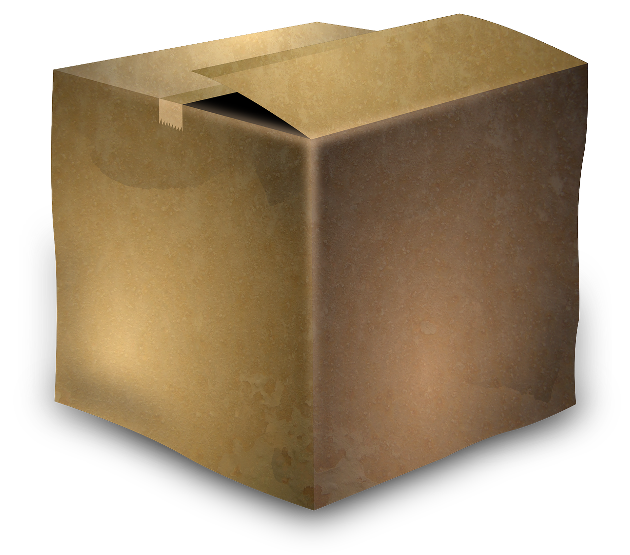 a brown box sitting on top of a black tray, by Randy Post, deviantart, inventory item, bag, solid cube of light, tan