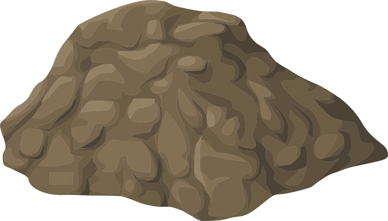 a pile of dirt on a black background, a cave painting, deviantart, digital art, human brain, simple shading, brown:-2, rock texture