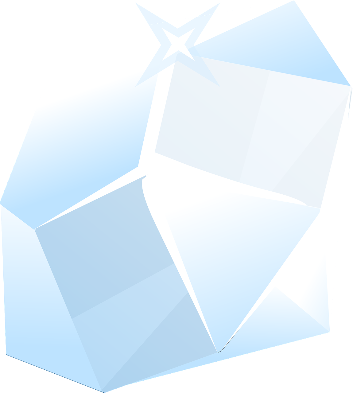 a white diamond on a black background, a digital rendering, inspired by Masamitsu Ōta, crystal cubism, ice blue, from side, snowy, cube shaped