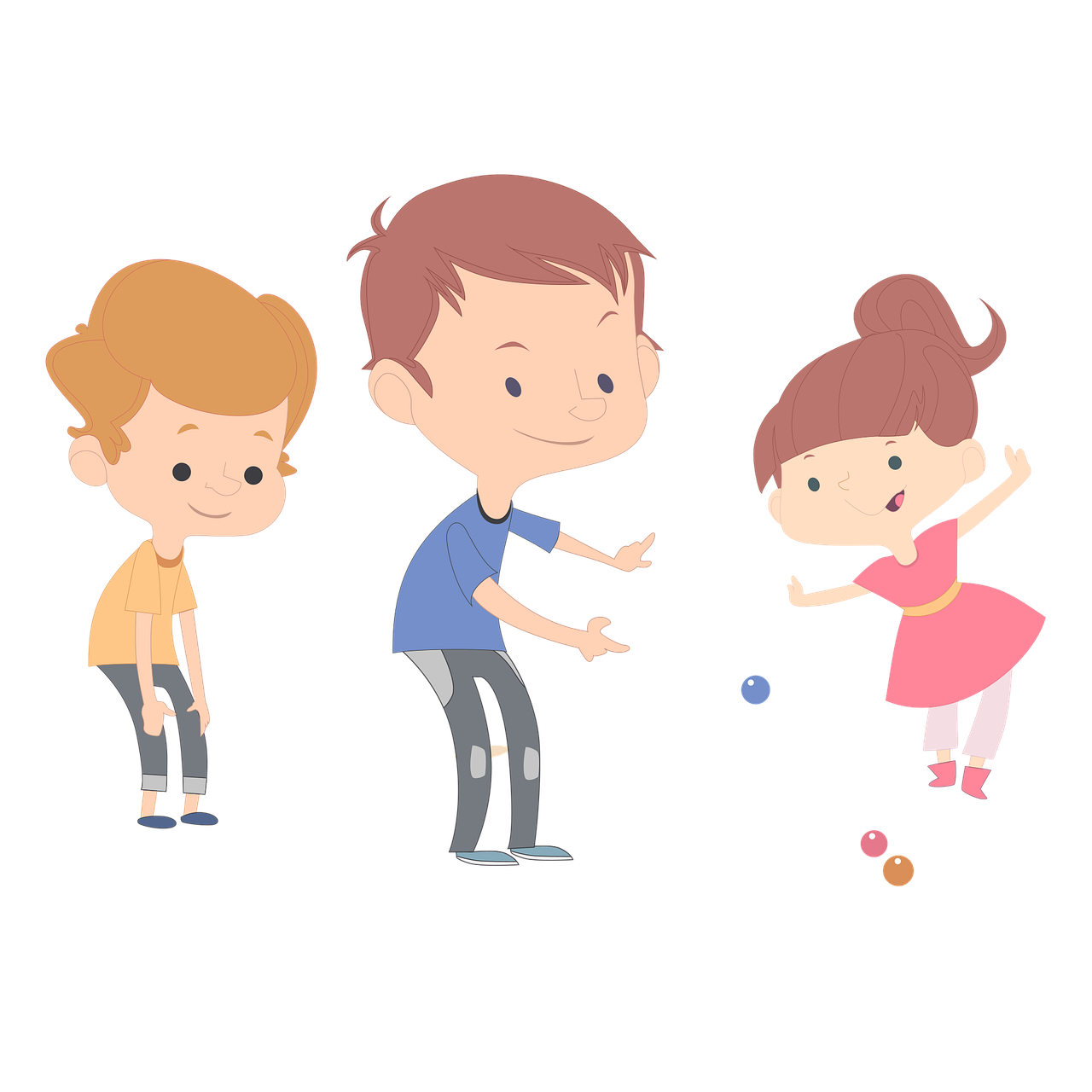 a group of children playing with a ball, digital art, polycount, digital art, with a black background, minimalist cartoon style, husband wife and son, stop motion