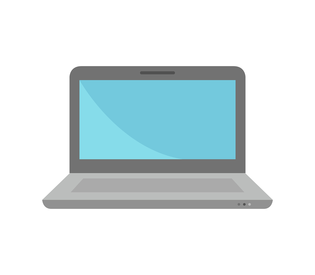 a laptop computer sitting on top of a white surface, computer art, flat color, blue gray, avatar for website, solid grey
