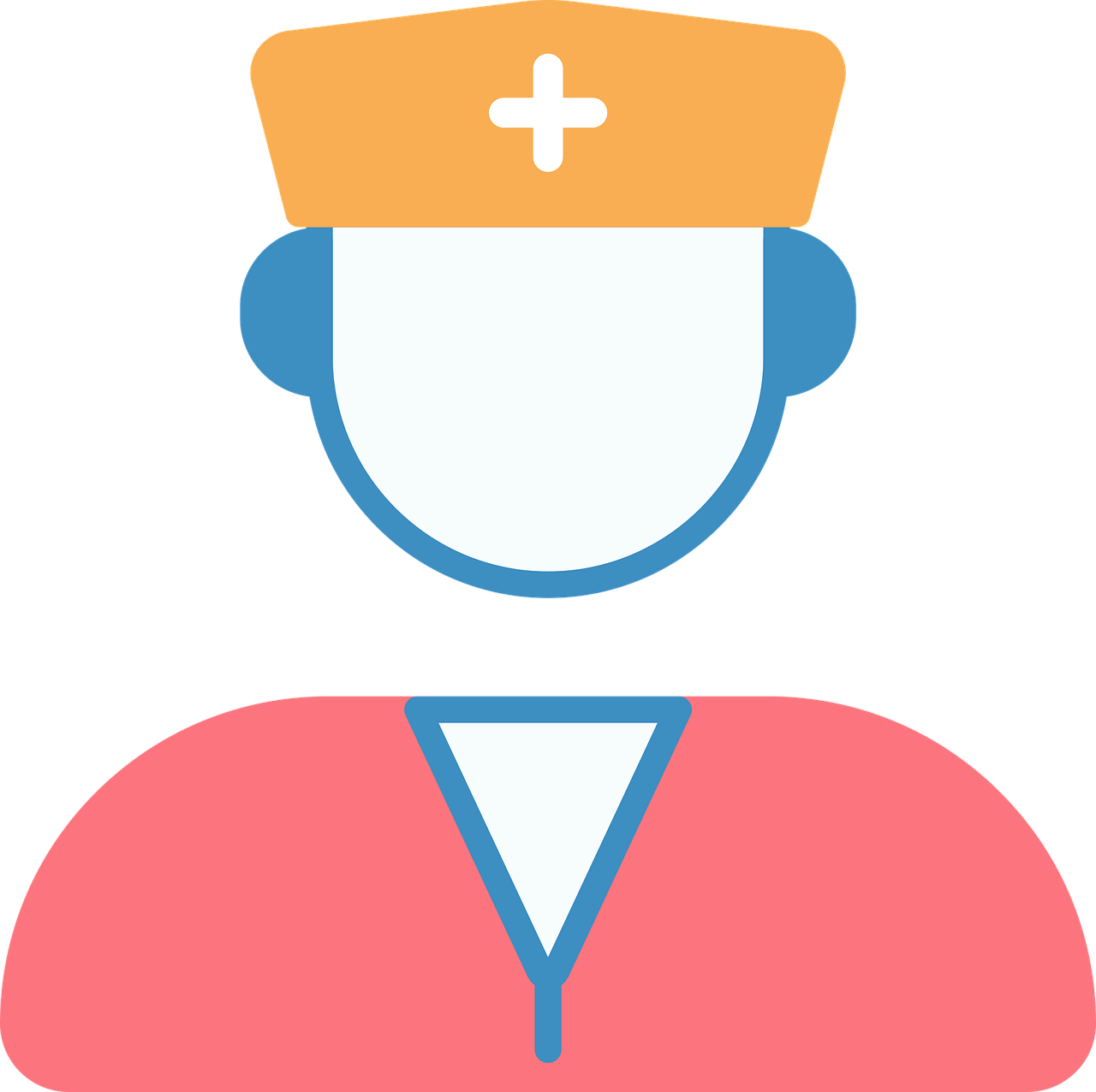 a man with a cross on top of his head, trending on pixabay, figuration libre, nurse uniform, face icon, flat colour, detailed screenshot