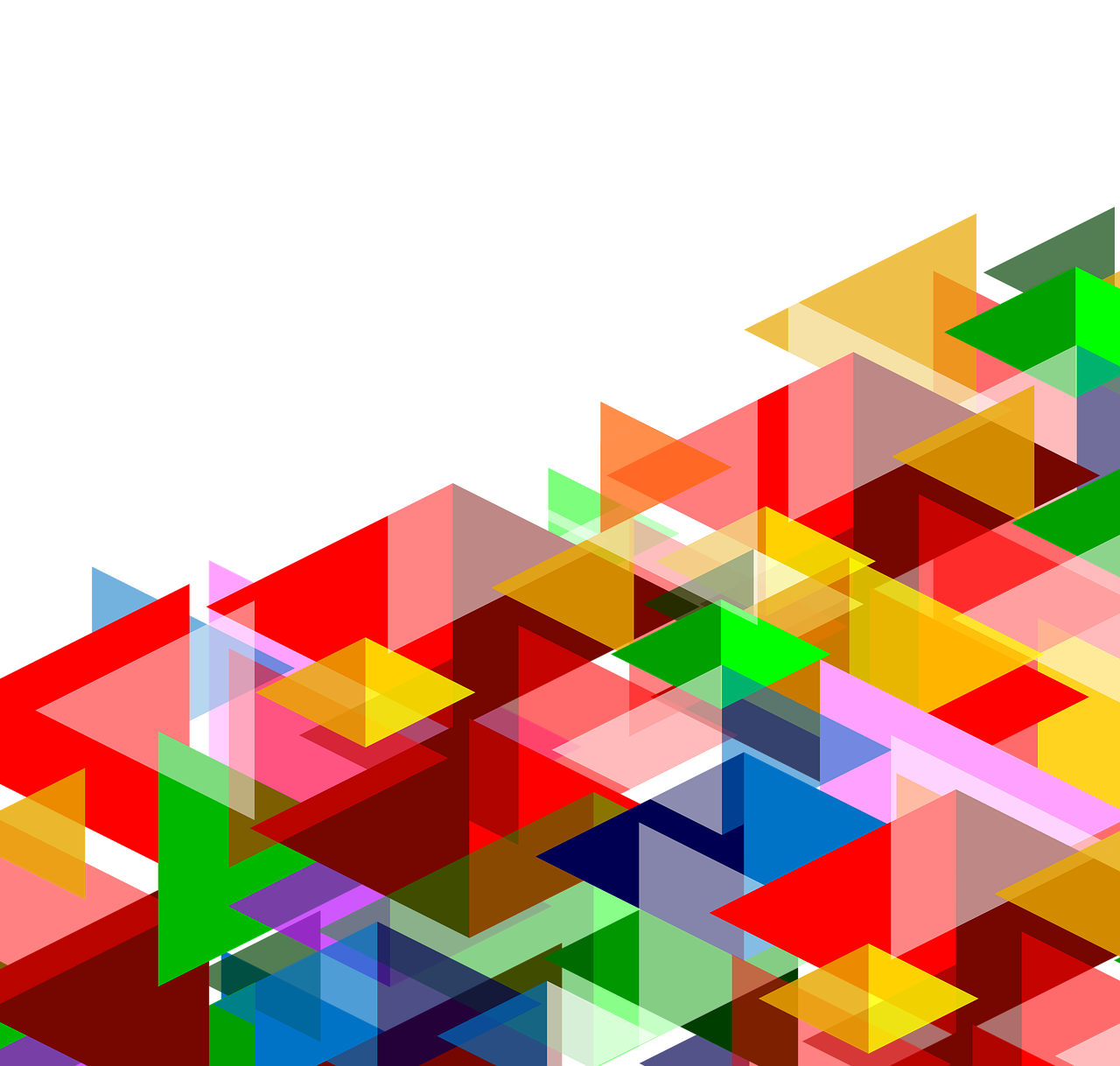 a bunch of different colored cubes on a black background, digital art, inspired by Alfred Manessier, geometric abstract art, flat triangles, low polygons illustration, transparent backround, amoled