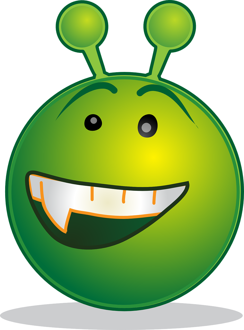 a green alien with a big smile on it's face, a digital rendering, inspired by Kagaku Murakami, deviantart, mingei, !!! very coherent!!! vector art, tennis ball monsters, large black smile, horrific sentient meatloaf