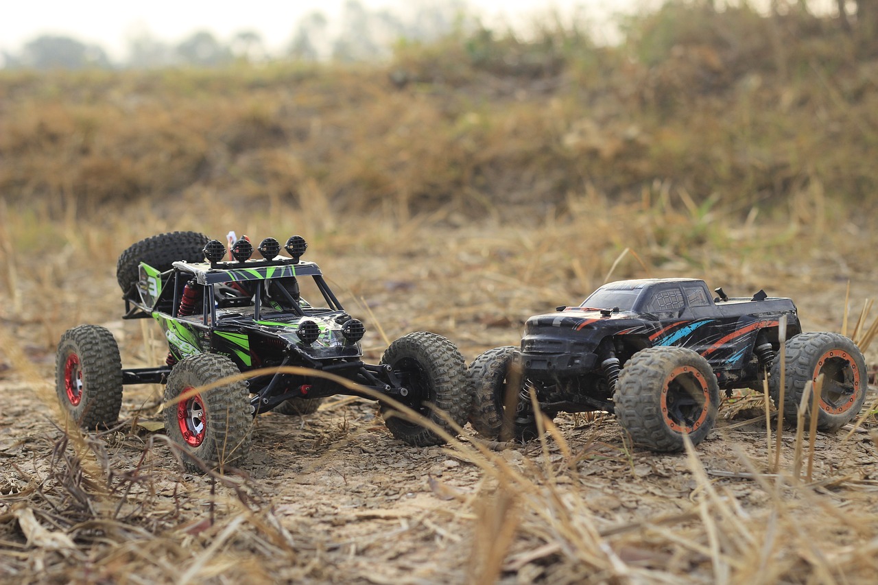 a couple of toy cars sitting on top of a dirt field, a portrait, green and black, epic action pose, buggy, 1/1250s at f/2.8