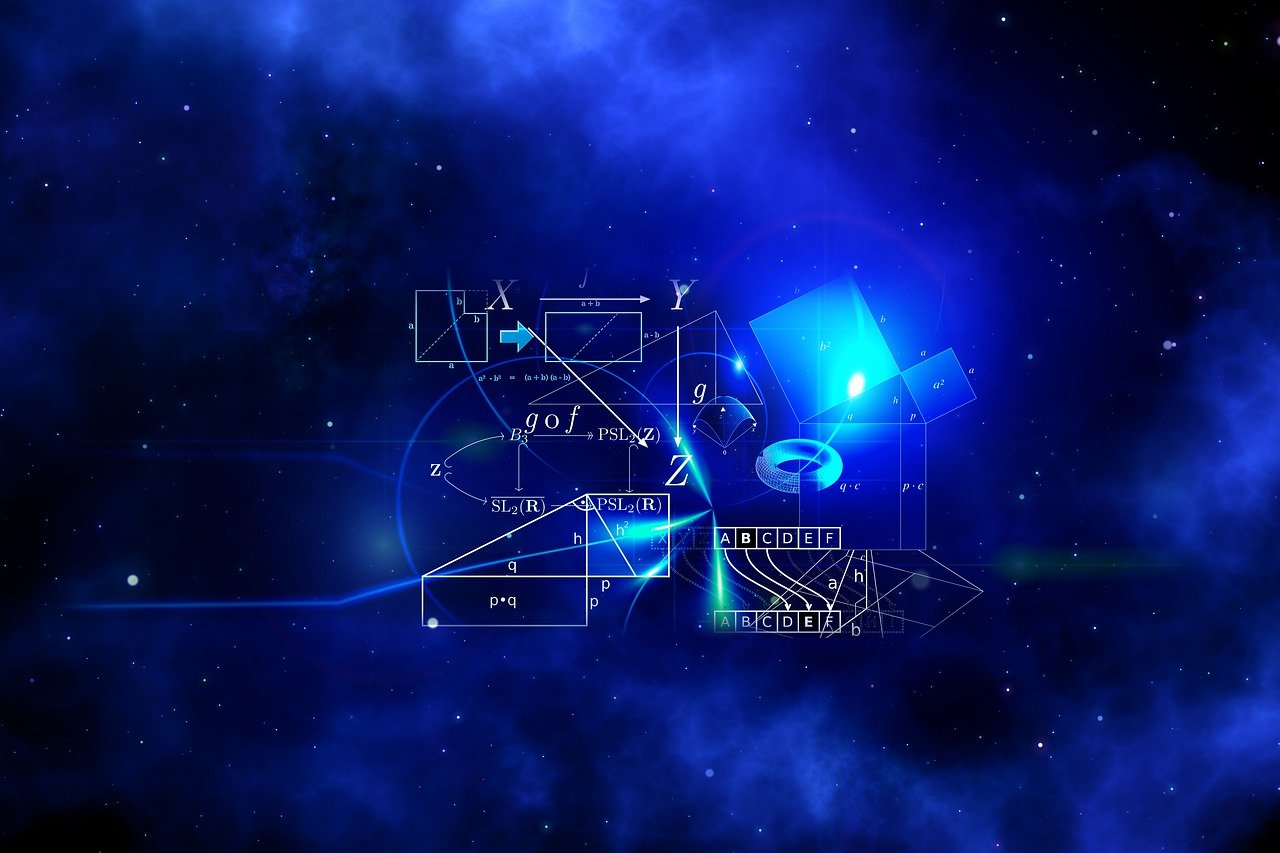 a close up of a computer screen with a star in the background, a picture, digital art, formulas, blue atmosphere, fully body photo, blueprint diagram