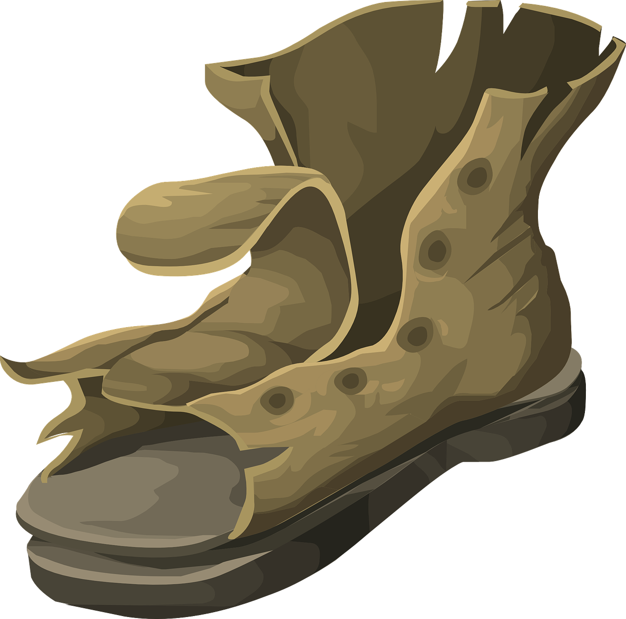 a pair of shoes sitting on top of each other, concept art, brownish fossil, svg illustration, wooden bark armor, high detail illustration