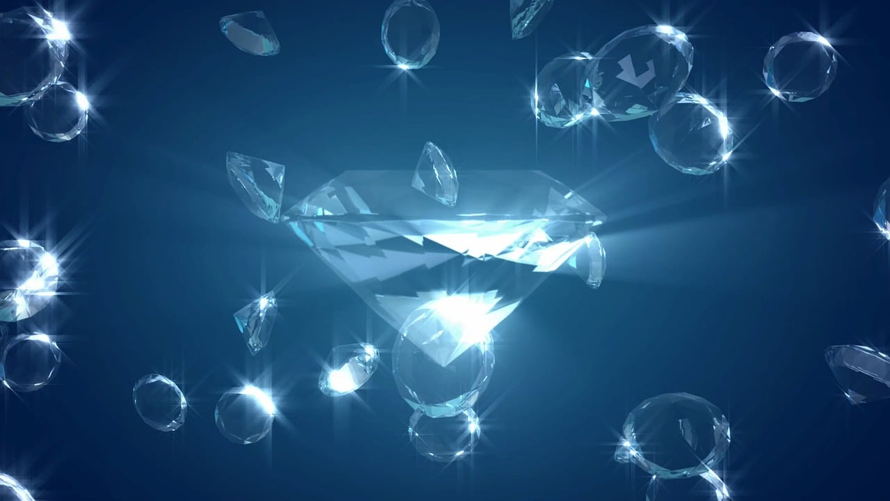 a diamond surrounded by bubbles on a blue background, deviantart, high definition screenshot, “diamonds, 4k. high quality, shards