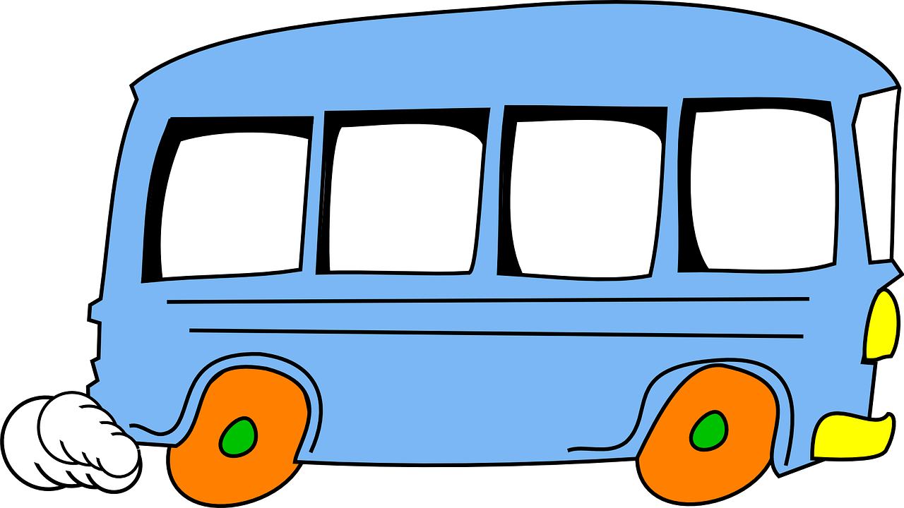 a blue bus with orange wheels on a black background, pixabay, coloring pages, herge, ((blue)), on white background