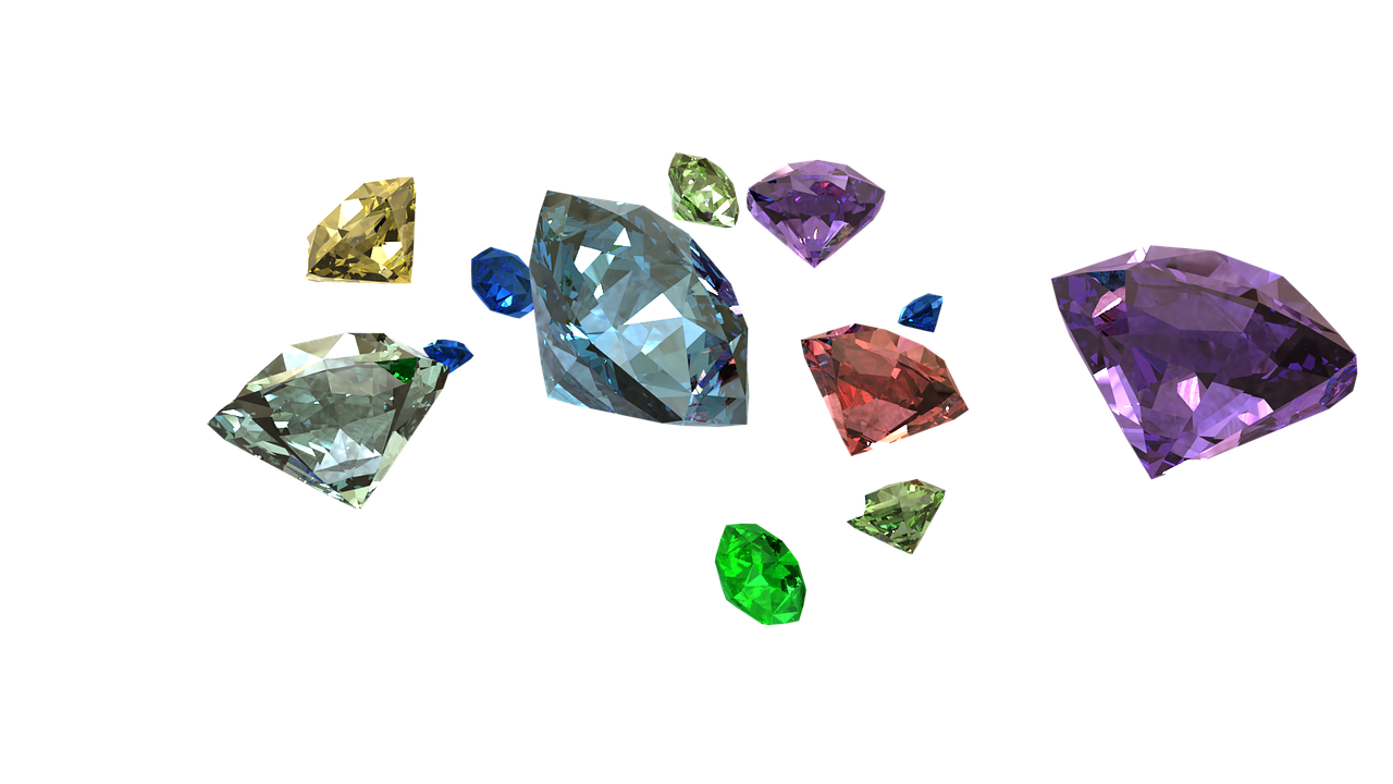 a bunch of different colored diamonds on a black background, a digital rendering, by Brenda Chamberlain, - h 1 0 2 4, tx, 9 k, realistic scene