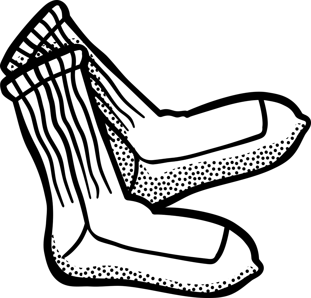 a pair of socks on a black background, inspired by Josef Šíma, pixabay, sots art, black and white vector art, cold freezing nights, woodcut style, isolated on white background