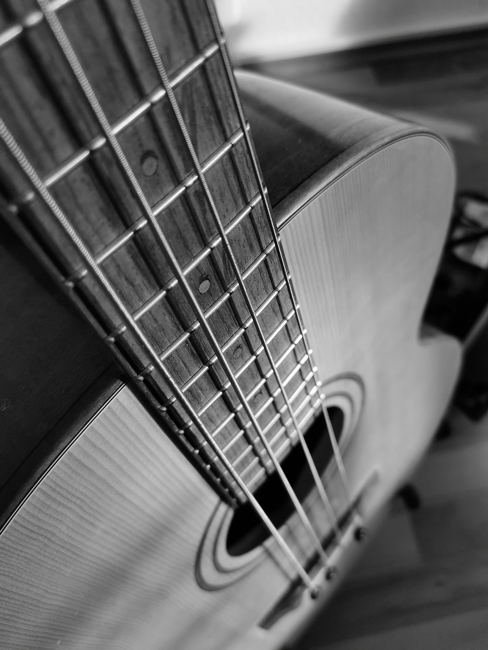 a black and white photo of a guitar, by Zoltán Joó, pixabay, organic lines, today\'s featured photograph 4k, bass wood, instagram photo
