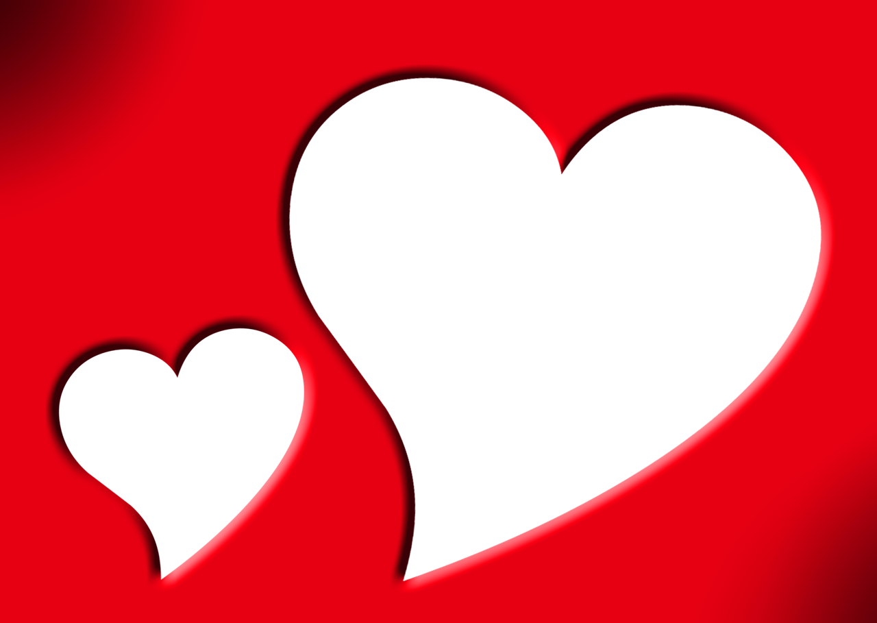 a couple of black hearts on a red background, a picture, digital art, header, mid shot photo
