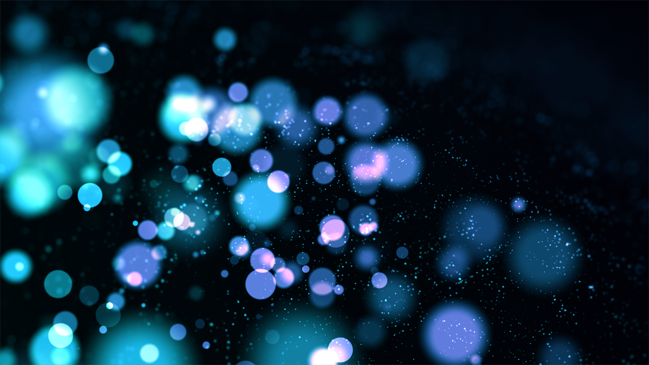 a close up of blurry lights on a black background, digital art, blue particles, lots of bubbles, blurred and dreamy illustration