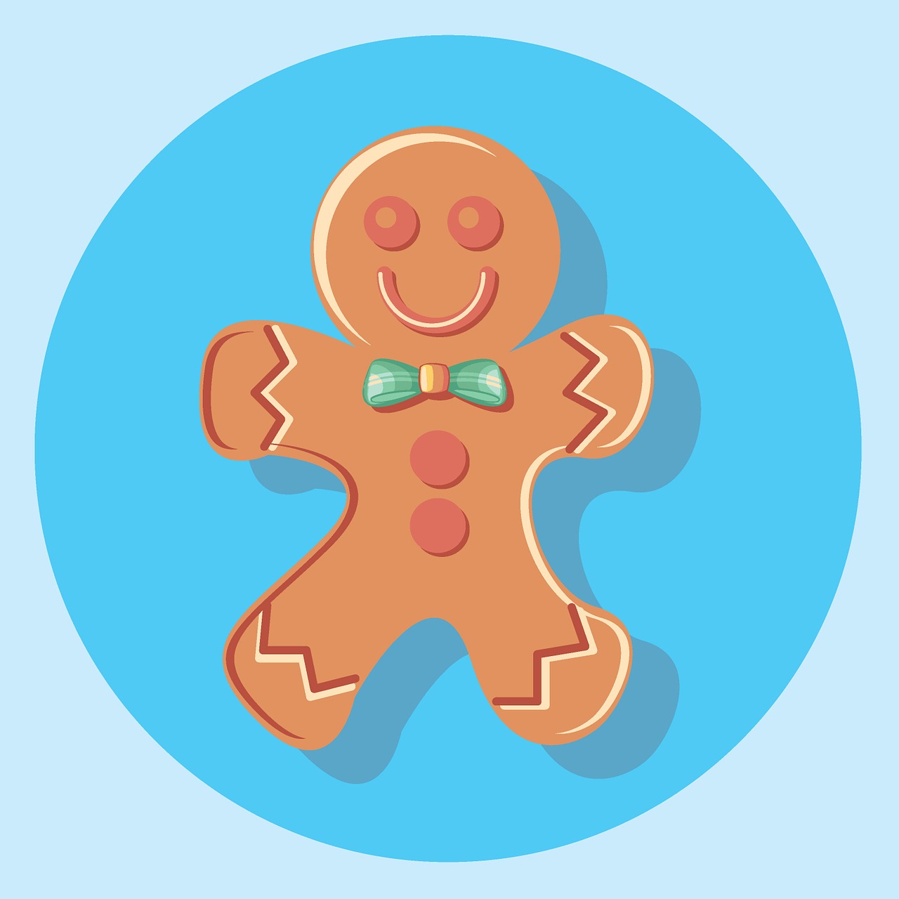 a ginger man in a bow tie on a blue background, an illustration of, cookies, flat icon, round, smooth illustration