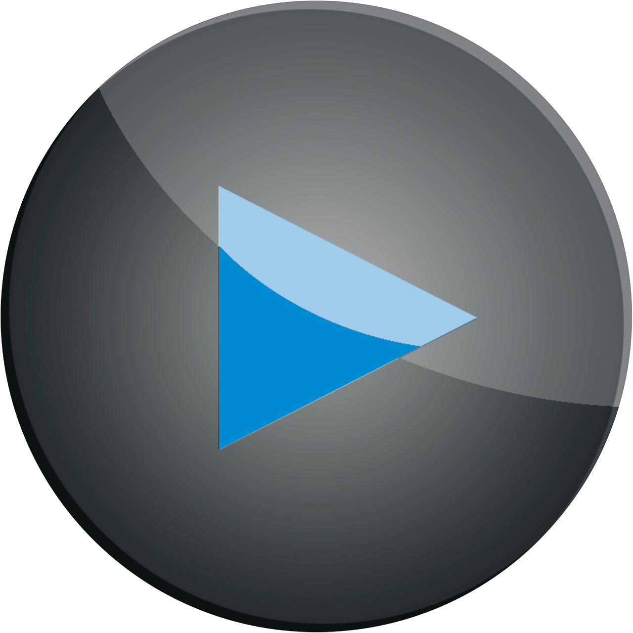 a black button with a blue play button on it, by John Button, pixabay, video art, created in adobe illustrator, bluray image, plays music, 3 d icon for mobile game