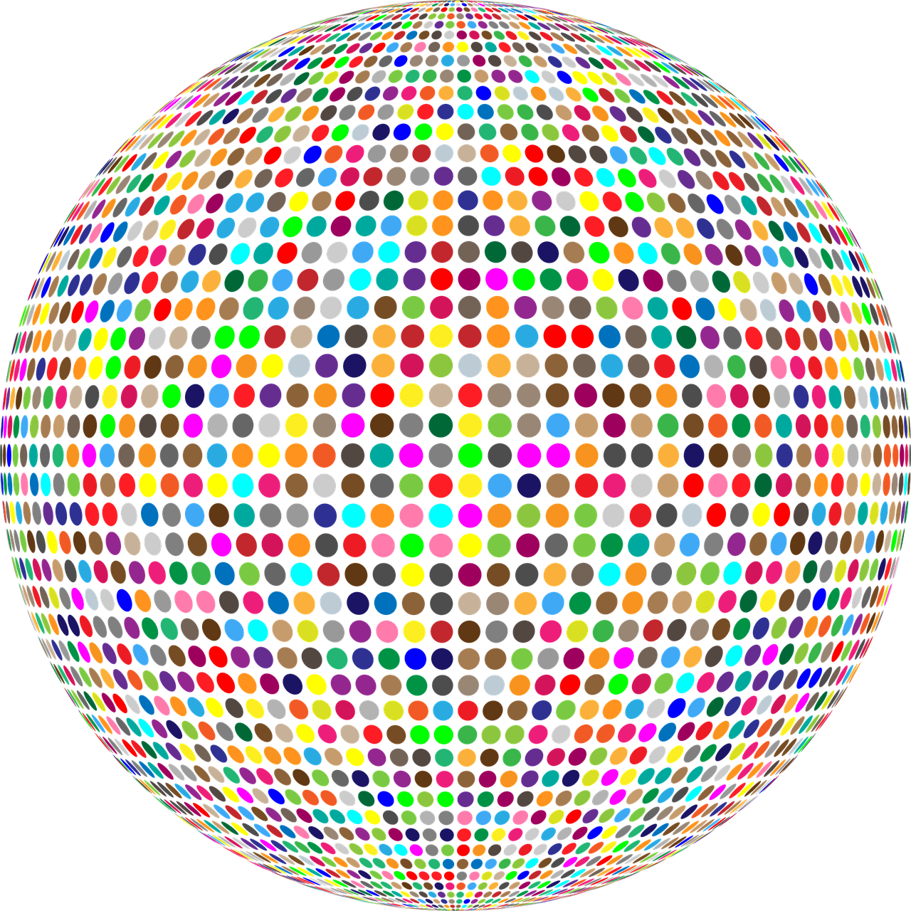 a multicolored disco ball on a black background, by Jon Coffelt, pixabay, kinetic pointillism, detailed vectorart, polka dot, dancefloor kismet, centered in panel