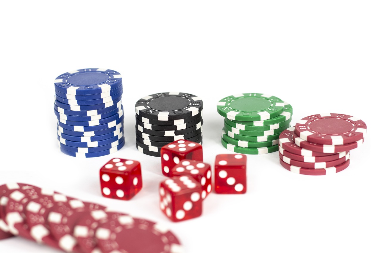 a pile of dice sitting on top of a pile of poker chips, a picture, dau-al-set, set against a white background, product introduction photo, istockphoto, cycles4d