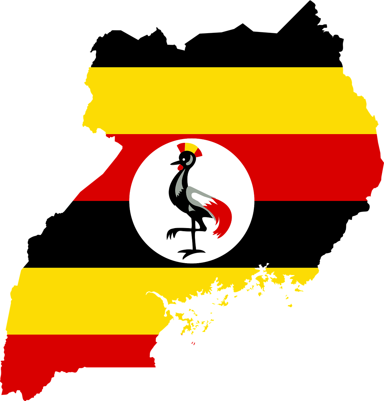 a map of the country of uganda with a bird on it, pixabay, mingei, rooster, merged, an art deco, mid shot photo