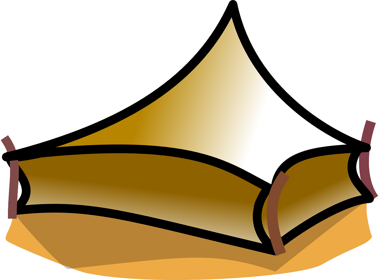 a piece of cake sitting on top of a table, an illustration of, trending on pixabay, long thick shiny gold beak, pointy conical hat, medieval book illustration, clipart icon