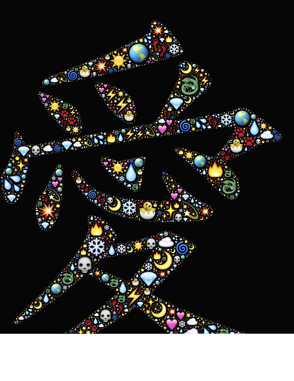 a picture of a person on a black background, a digital rendering, cloisonnism, love peace and unity, glittering multiversal ornaments, very cute, gem