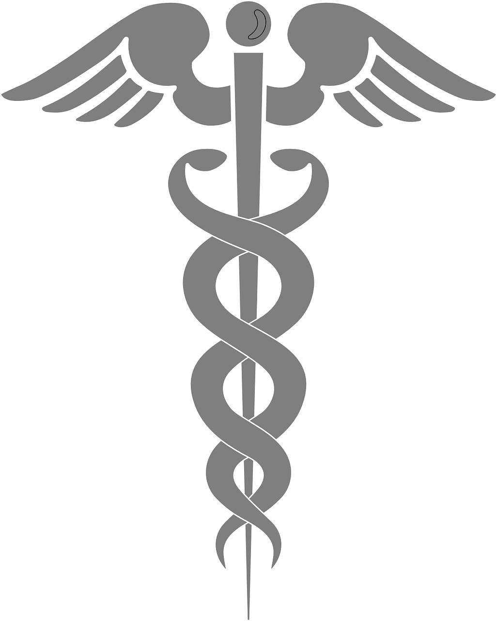 a medical symbol on a black background, by David G. Sorensen, deviantart, hurufiyya, outlined!!!, grayish, roman, tool band