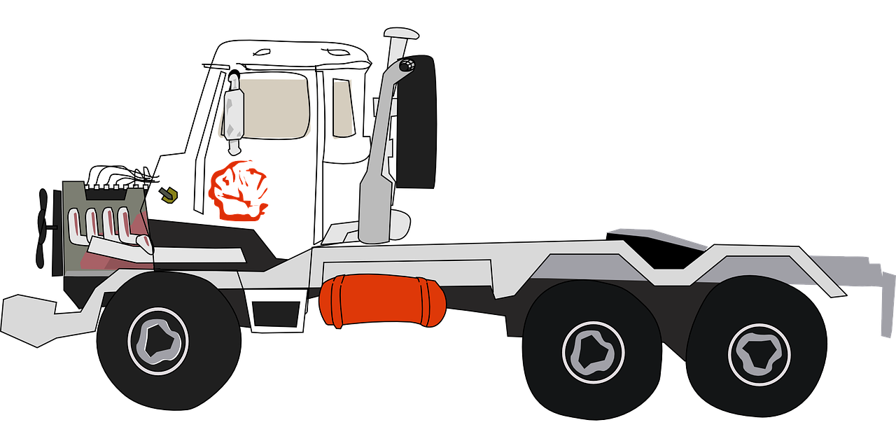 an image of a semi truck on a black background, concept art, inspired by Syd Mead, pixabay, digital art, mars rover in background, nasa canadarm, cartoonish and simplistic, back facing