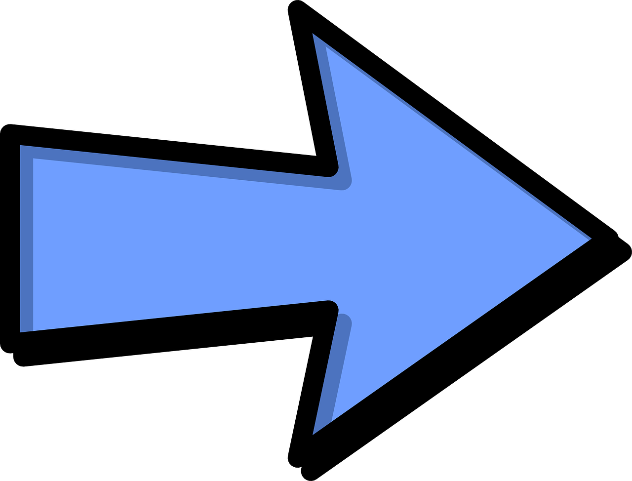 a blue arrow pointing left on a black background, pixabay, above side view, return of the many to the one, clipart, long shot view