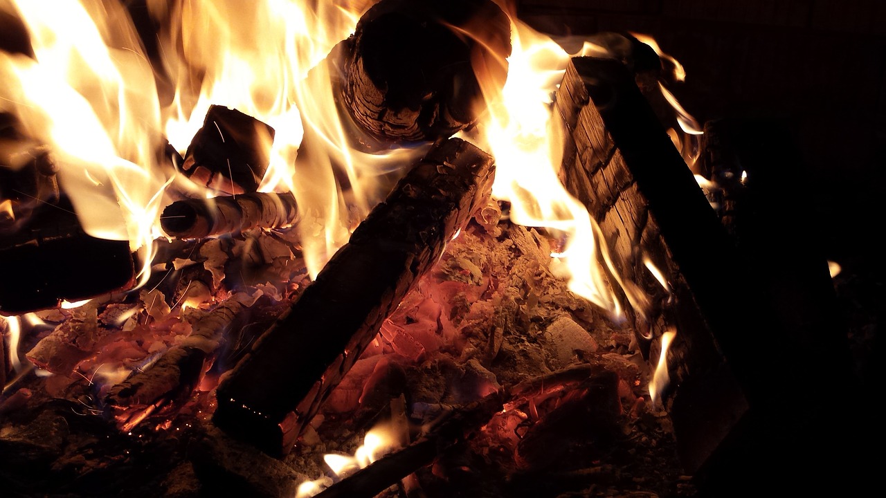 a close up of a fire in a fireplace, a picture, pexels, romanticism, 4 0 9 6, snapshot, artem, a wooden