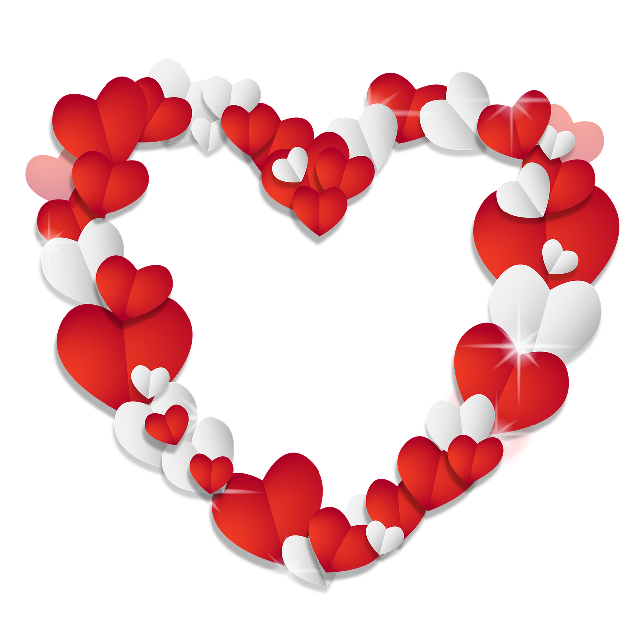 a heart made out of red and white balloons, a digital rendering, romanticism, black and white vector, sparkle, link, of a ramlethal valentine