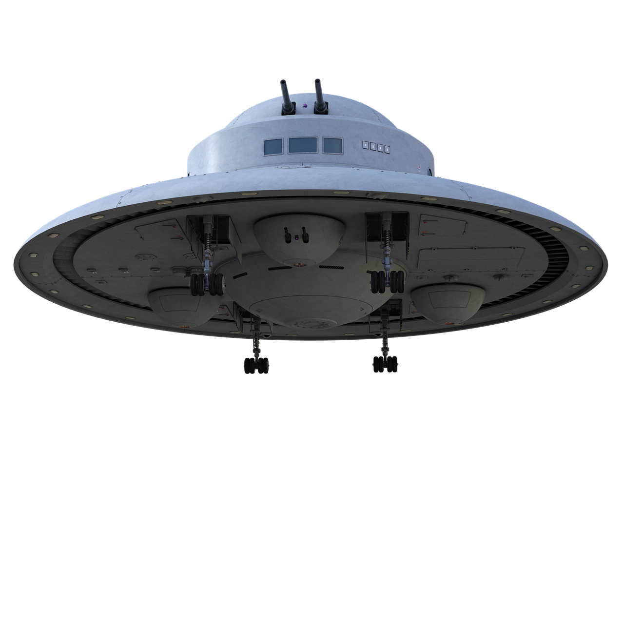 a close up of a flying saucer on a black background, a 3D render, hurufiyya, front side view, giant spaceship, close-up shot taken from behind, high res render