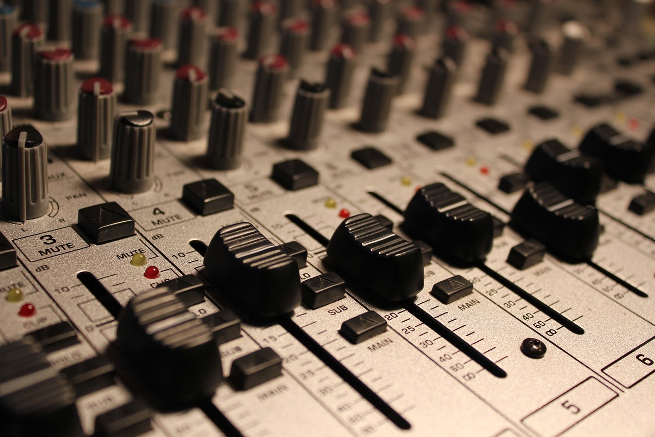 a close up of a mixing board with knobs, a picture, by Mirko Rački, flickr, happening, ears are listening, an illustration, grain”