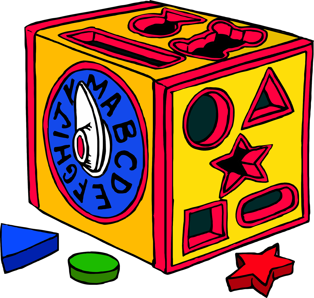 a toy that is sitting on top of a table, a digital rendering, inspired by Howard Arkley, cubo-futurism, art colouring : roberto bernardi, fisher price, shape language, magic circle