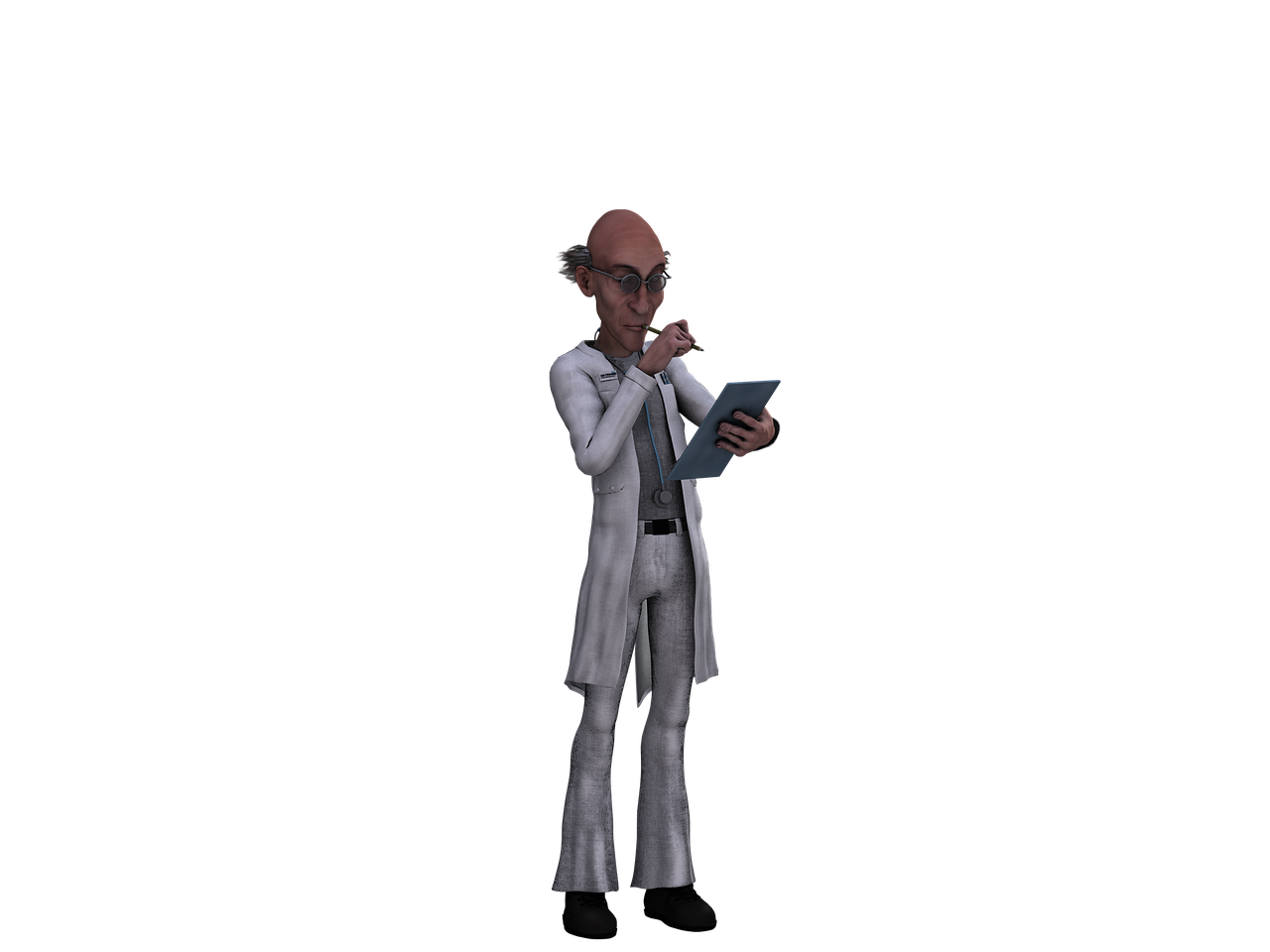 a man in a suit talking on a cell phone, inspired by Dr. Atl, zbrush central contest winner, wearing lab coat and glasses, ingame image, 3 0 0 0 ( dr. john a. zoidberg ), cutscene