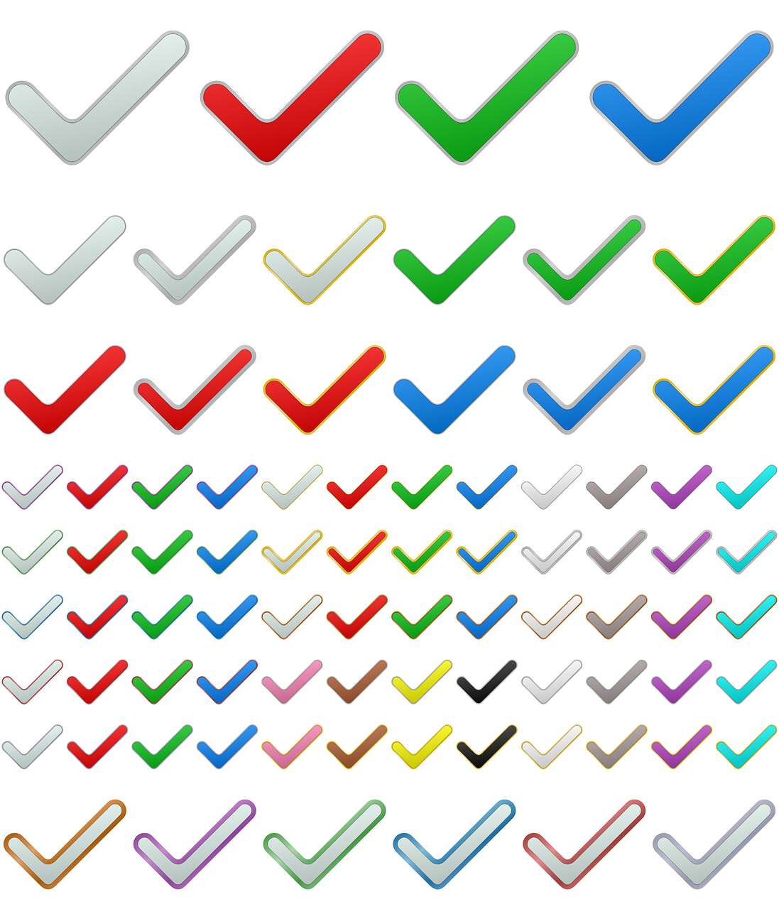 a bunch of different colored arrows on a white background, asset sheet, checkered pattern, highly detailed rounded forms, levers