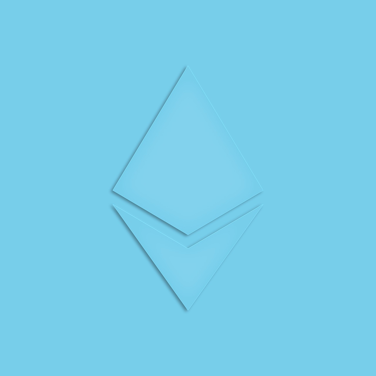the ether logo on a blue background, a low poly render, postminimalism, folded, stingray, email, simple and clean illustration