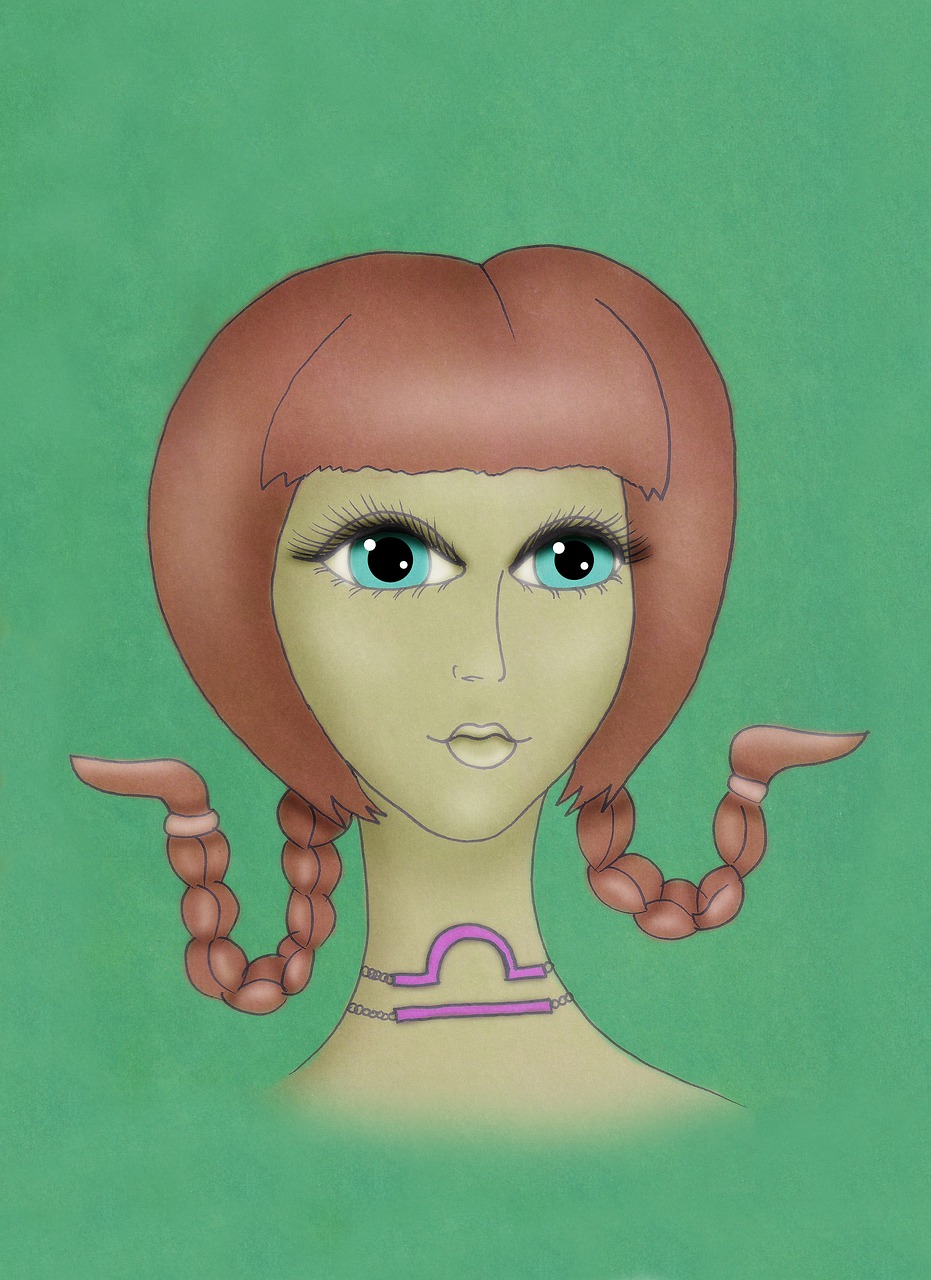 a drawing of a woman with pigtails on her head, a digital rendering, inspired by Daphne Fedarb, pop surrealism, zodiac libra sign, seventies era, an retro anime image, close up character