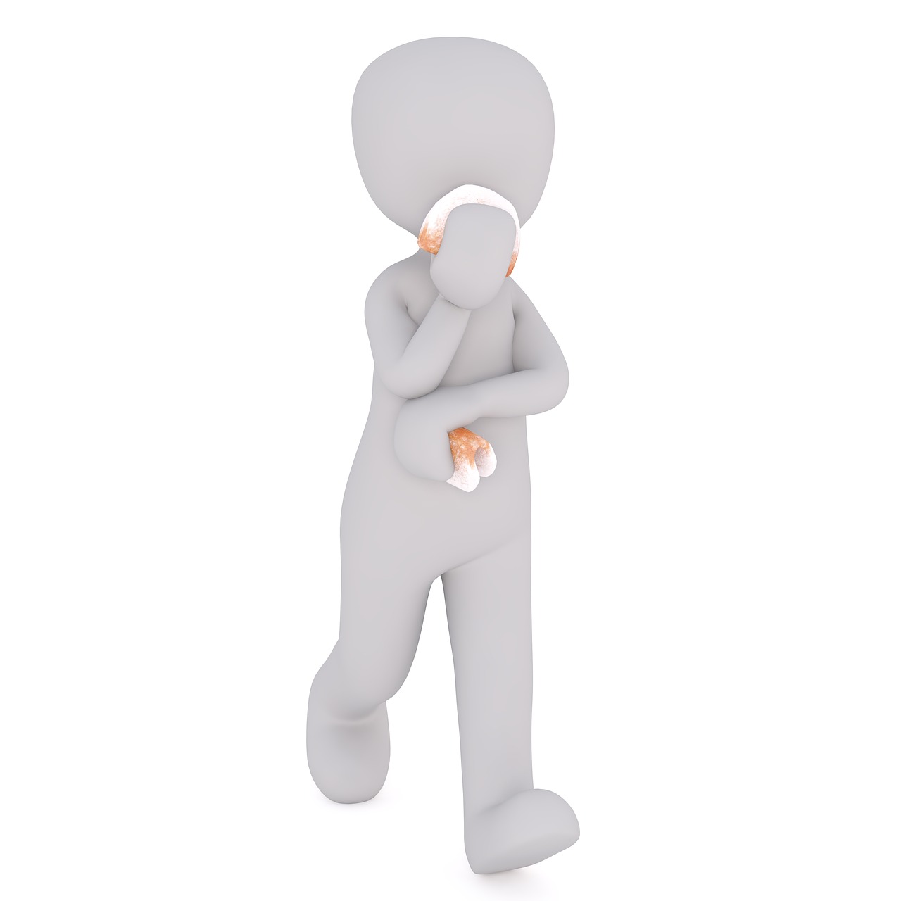 a person that is talking on a cell phone, an ambient occlusion render, figuration libre, hug, bandaged nose, 3 d clay figure, tinnitus