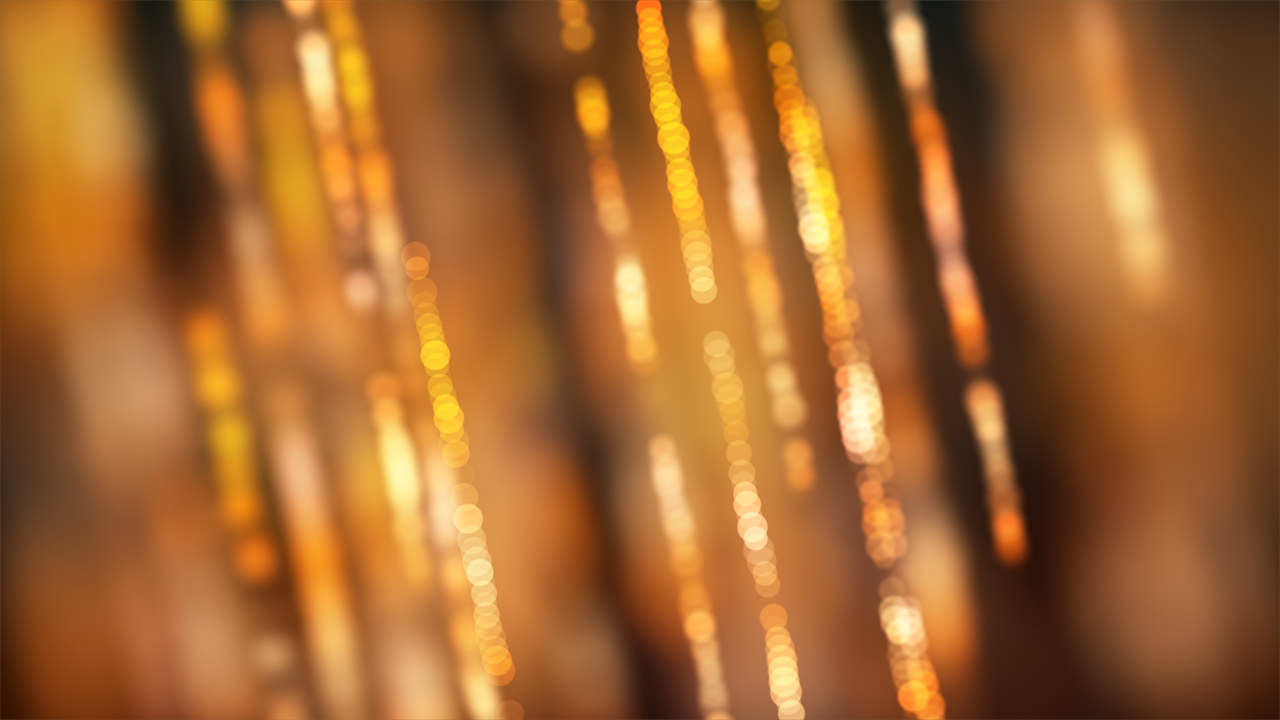 a bunch of lights that are hanging from a ceiling, a picture, by Erwin Bowien, shutterstock, digital art, golden dappled dynamic lighting, 4 5 mm bokeh, background image, golden fabric background