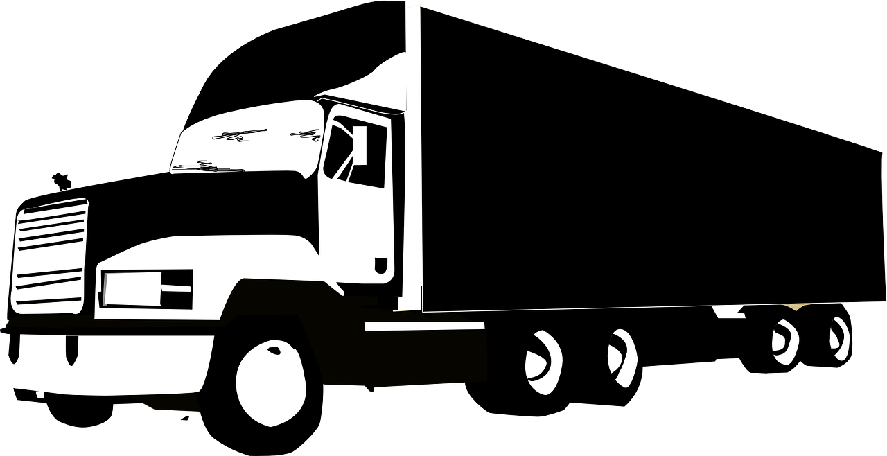 a black and white picture of a semi truck, pixabay, digital art, julian opie, silhouette :7, digital art - w 640, 3840 x 2160