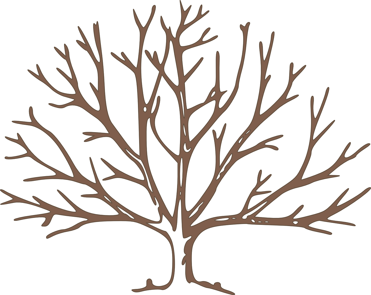 a brown tree with no leaves on it, a digital rendering, inspired by Sesshū Tōyō, hurufiyya, emblem of wisdom, not cropped, copper, siluette