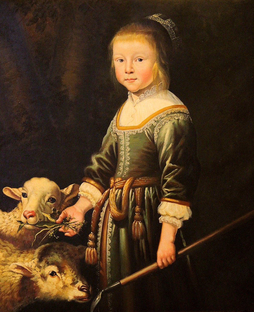 a painting of a young girl with two sheep, inspired by Gerard de Lairesse, pexels, jan davidsz de heem, full detail, ann stokes, of a 1 7 th century